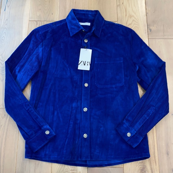 Zara Midweight corduroy velvet overshirt - Picture 1 of 2